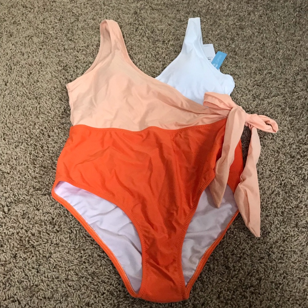 Orange & White Bowknot One Piece